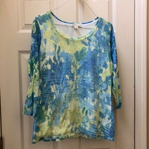 Coldwater Creek Cotton Print Top Sz XS 4-6